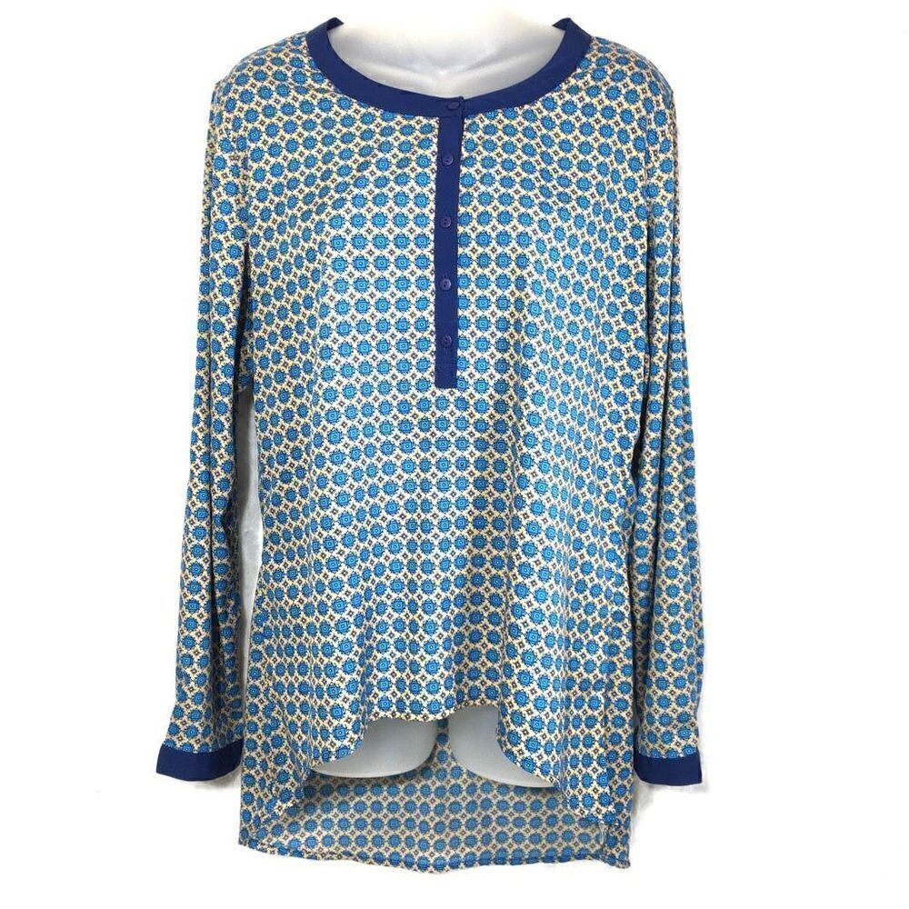 JW Style Women's Button Front Crew Neckline Long sleeve Shirt Size M